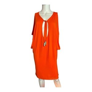 Roidal Vibrant Orange Tie-Front Swimwear Coverup, Size‎ 4